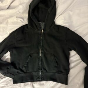 Brandy Melville Charcoal Zip-Up Hoodie